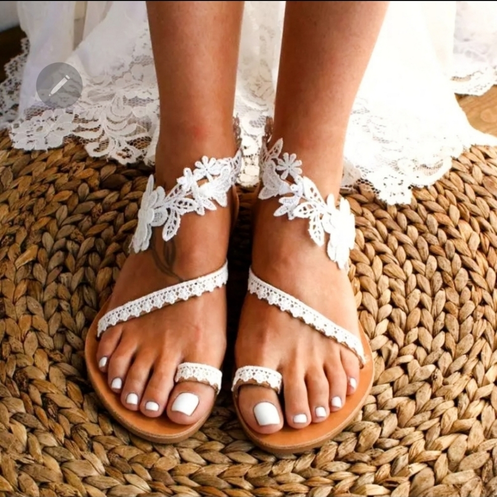 white lace wedding sandals